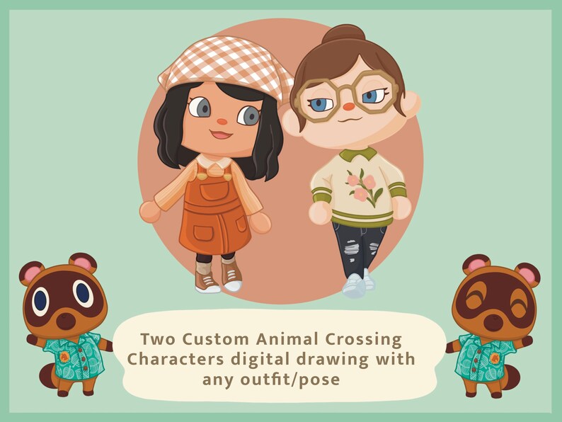 Two Custom Animal Crossing Characters digital drawing with any | Etsy