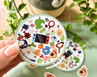 Animal Crossing and Nintendo Switch Sticker | Cozy Game Inspired Vinyl Waterproof Sticker, Cute Farm Aesthetic Laptop/Journal Decal