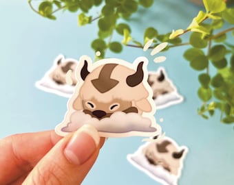 Air Bison Sleeping Vinyl Waterproof Sticker | Avatar | The Four Elements | Cute Fantasy Animal Decals for Laptop & Journal