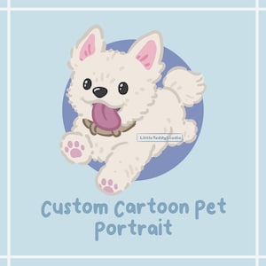 Custom Cartoon Pet Portrait – Cute Dog/Cat/Bunny/… Drawing / Personalized Digital Pet Art Gift
