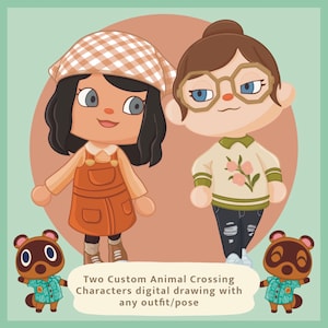 Multiple Custom Animal Crossing Characters digital drawing with any outfit/pose