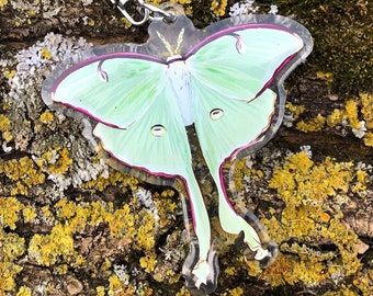 Luna Moth Acrylic Key Ring | De la Luna | Luna Moth Clear Keychain |