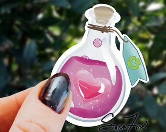 Glittery Health Potion Sticker | Muggie’s Healing Potion sticker | Role-playing Health Potion Bottle