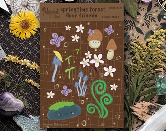Springtime Forest Floor Friends Sticker Sheet | Planner Stickers | Scrapbooking Stickers