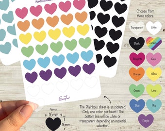 Functional Heart Sticker Sheet | Icon Stickers | Transparent Little Hearts | Minimalist Stickers | SaraFoxxArt