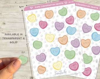 RUDE Conversation Heart Sticker Sheet | Anti-Valentine Stickers | Sarcastic Sayings Candy Heart Stickers