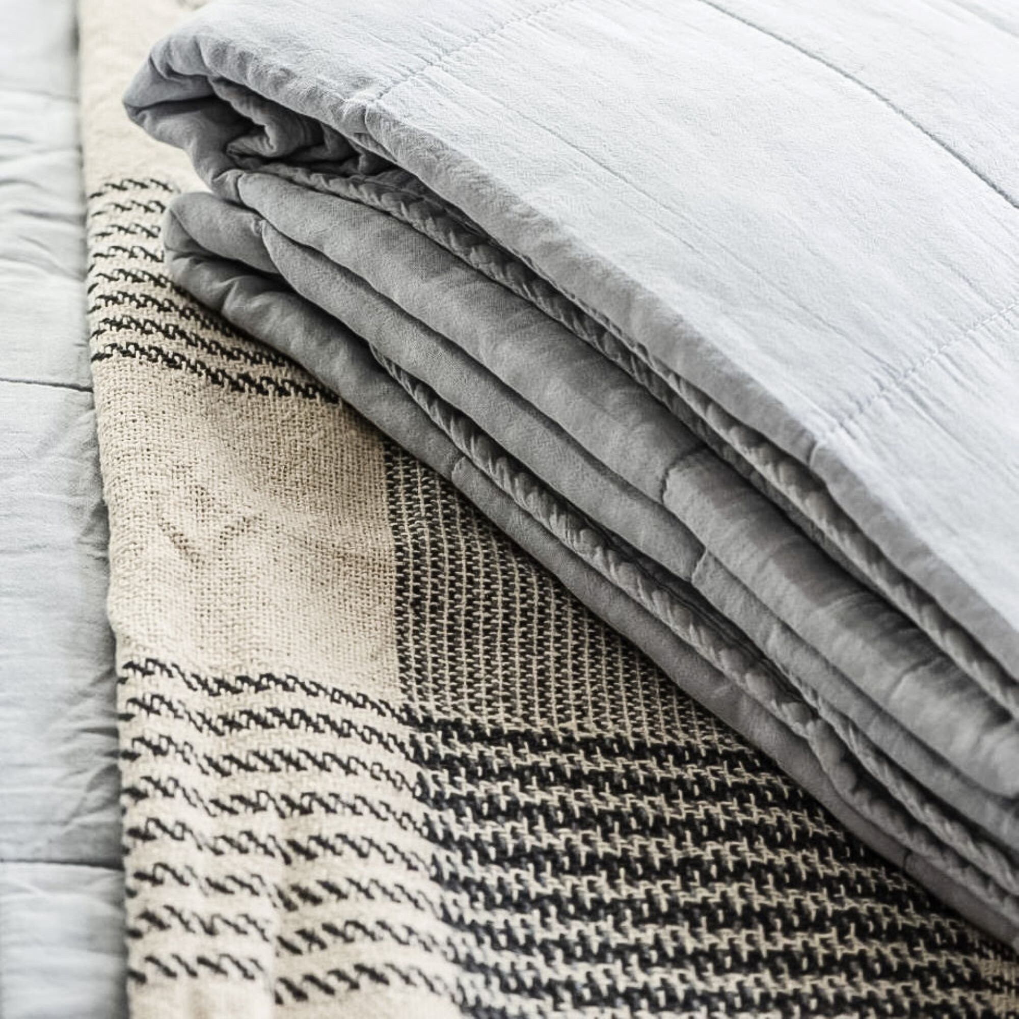 Cream and Blue Check Throw - Etsy UK