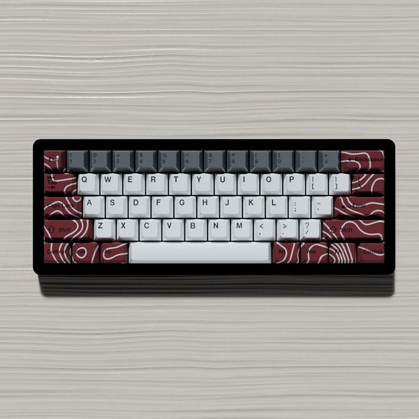 Custom 104 PCS PBT Cherry Keyset (Blood Topography), Red Gray White, Keyboard Accessories, Keyboard Decoration, Matte Finish