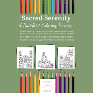 Sacred Serenity: A Buddhist Coloring Journey – 30 Printable Coloring Pages with Triple Gem Chant & Buddhist Teachings (8.5x11)