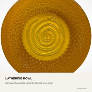 Amber Resin Shaving Bowl, Translucent Lather Cup, Spiral Floor (120mm) image 7