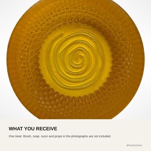Amber Resin Shaving Bowl, Translucent Lather Cup, Spiral Floor (120mm) image 11