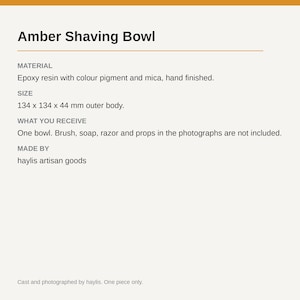 Amber Resin Shaving Bowl, Translucent Lather Cup, Spiral Floor (120mm) image 13