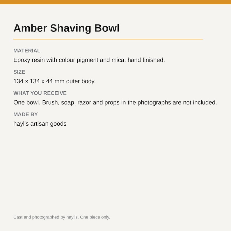 Amber Resin Shaving Bowl, Translucent Lather Cup, Spiral Floor (120mm) image 13