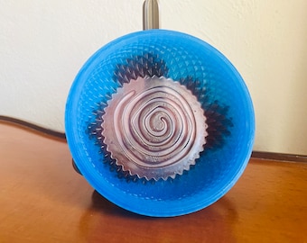 ブルーシェービングボウル、120mmエポキシ樹脂製泡立て器、ピンクの螺旋模様、男性へのギフト