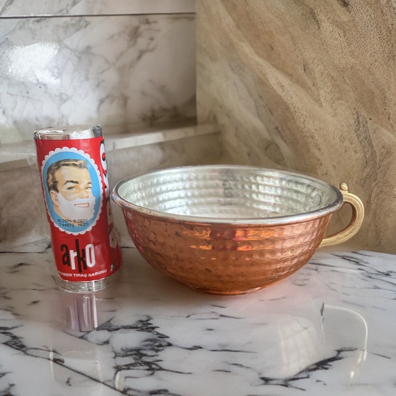 Handhammered Copper Bowl Arko Shaving Soap Lathering Bowl Etsy