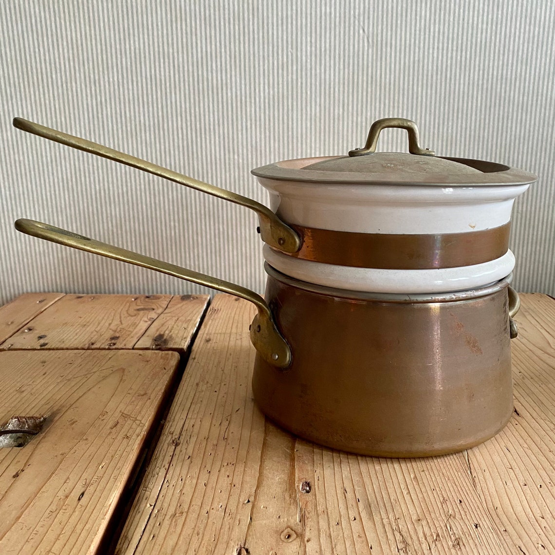 Vintage Copper Double Boiler Pot Etsy