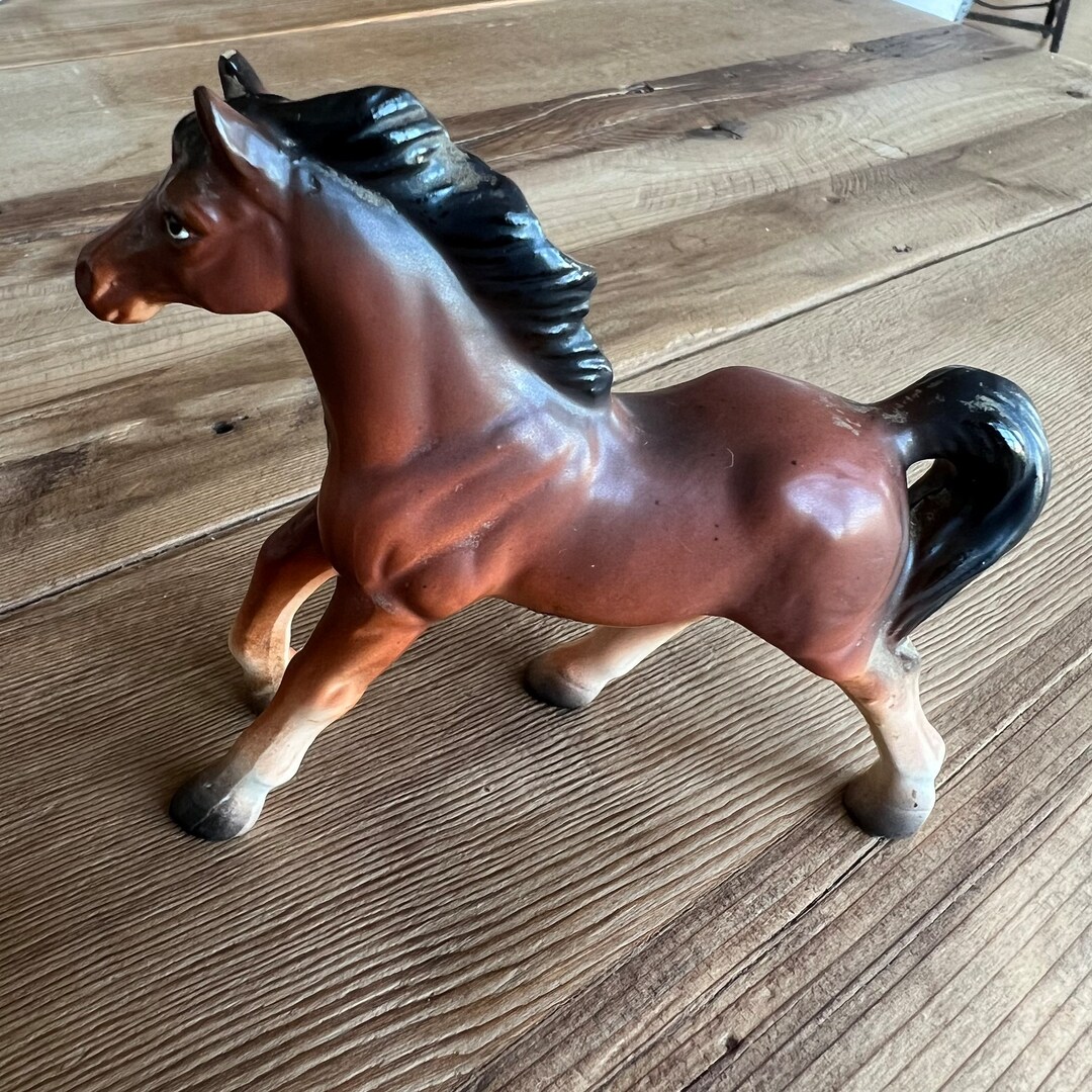 Vintage Ceramic Brown Bay Horse Japan Ucagco Marked 1950s Toy Etsy