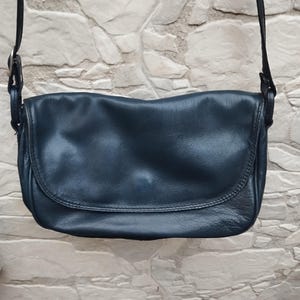Vintage Blaue Leder Crossbody Schultertasche