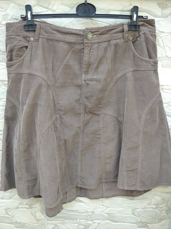 Corduroy Brown Midi Skirt Vintage Cord Skirt 90s Skirt Uk 18 Etsy