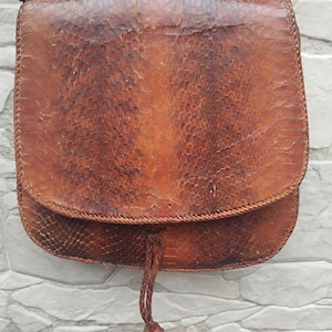 Sac à bandoulière vintage en cuir peau de serpent
