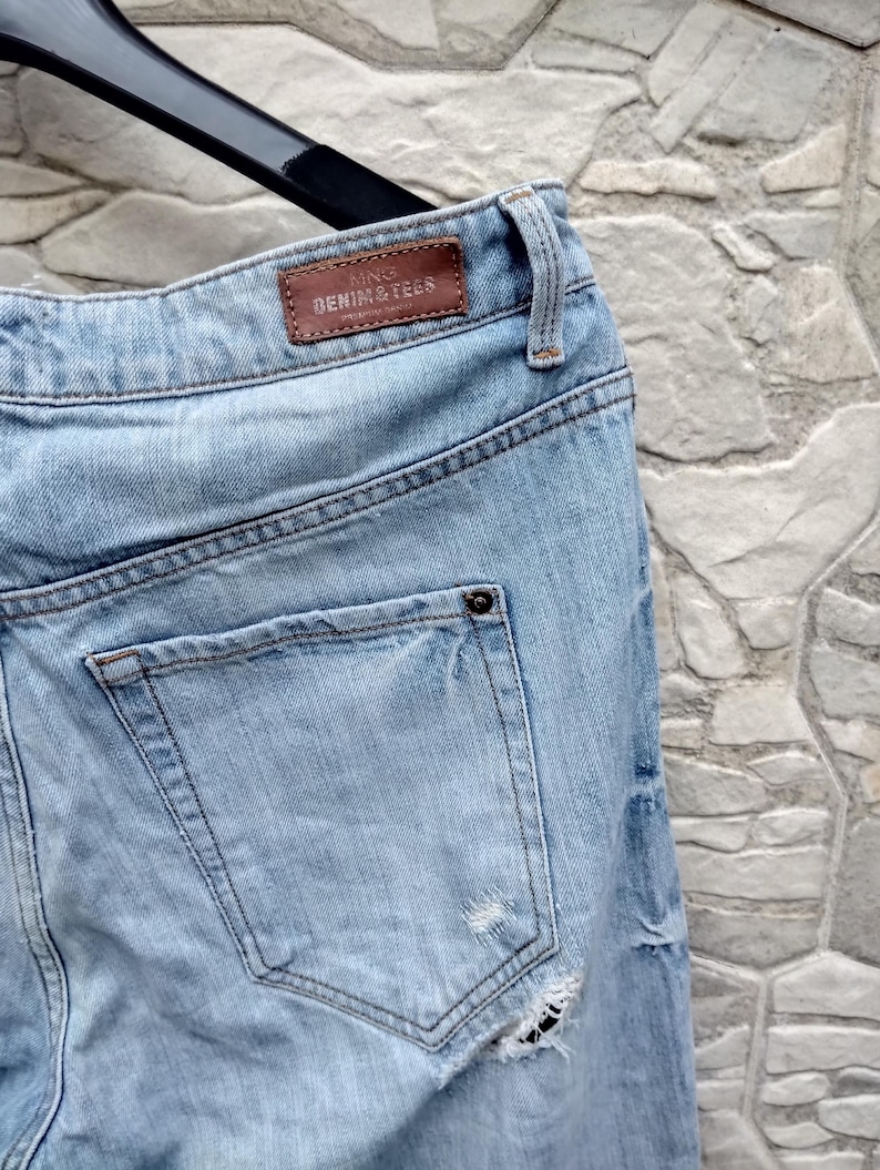 90s Ripped Mango Jeans / Flattering Distressed Skinny Jeans Eur 38 - Etsy