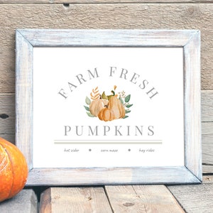 Farm Fresh Pumpkins Printable Wall Art | Rustic Fall Printable | Printable Pumpkin Sign | Farm Fresh Printable | DIY Fall Decor | Fall Art
