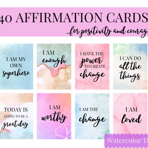 Printable Watercolor Affirmation Cards Positive Affirmations - Etsy