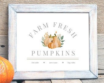 Farm Fresh Pumpkins Printable Wall Art | Rustic Fall Printable | Printable Pumpkin Sign | Farm Fresh Printable | DIY Fall Decor | Fall Art