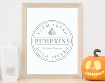 Farm Fresh Pumpkins Printable Wall Art | Rustic Fall Printable | Printable Pumpkin Sign | Autumn Home Decor | Fall Wall Art | DIY Fall Decor