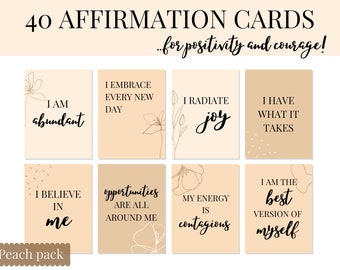 Printable Affirmation Cards | Positive Affirmations | Self Care Cards | Law of Attraction | Digital Download | Neutral Peach Colour