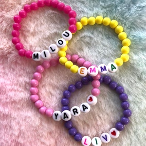 Pulseras para niños con nombre o letra - Pulseras infantiles para niñas y niños - Regalos para fiestas infantiles