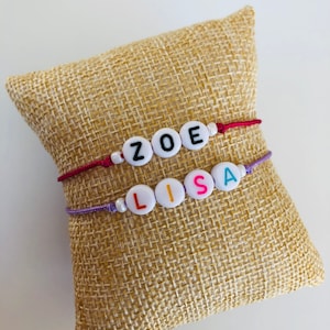 Pulseras para niños con nombre o letra - Pulseras infantiles para niñas - Pulseras infantiles de macramé - Regalos para fiestas infantiles
