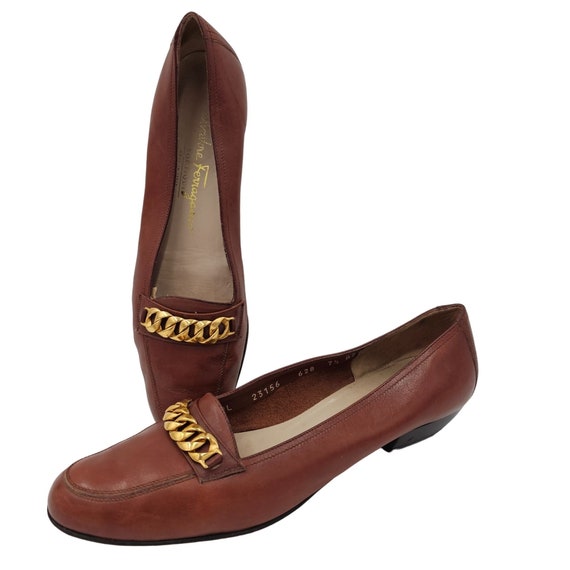 Vintage Salvatore Ferragamo Womens 7.5 Brown Leat… - image 7