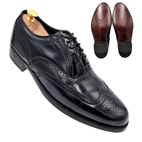 NEW Vintage Royal Imperial Florsheim Men 10EEE Black Leather Dress Shoes Oxfords