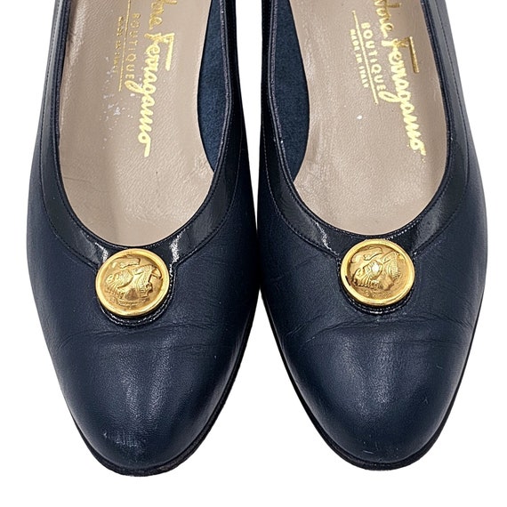 Vintage Salvatore Ferragamo Womens 8 Navy Blue It… - image 2