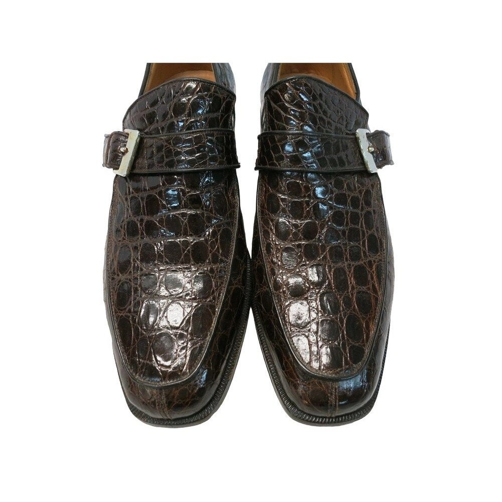 Black Belvedere Florence Crocodile Tassel Loafers Dress Shoes 