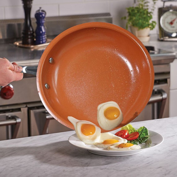 9.5 Ultra Nonstick Red Copper Frying Pan With Stainless Steel