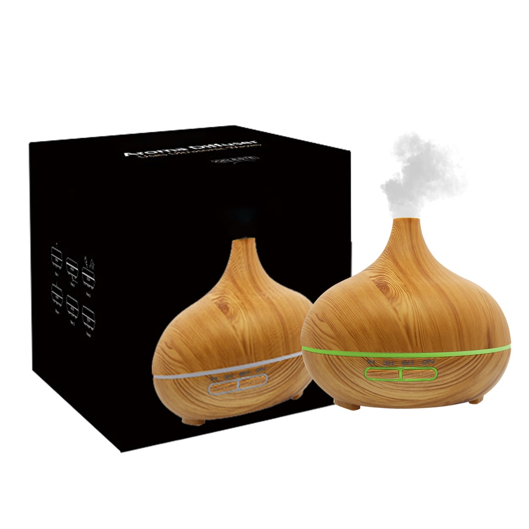 Wood Grain Ultrasonic Cool Mist Diffuser With 7 Color LED Lights Etsy