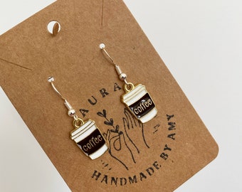 Coffee earrings. Coffee lover birthday gift