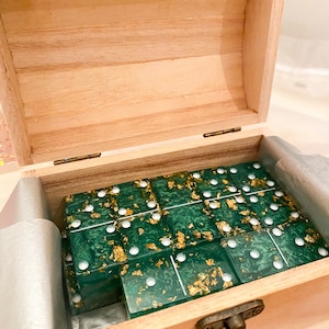 Personalised domino game set. Present birthday gift ideas.