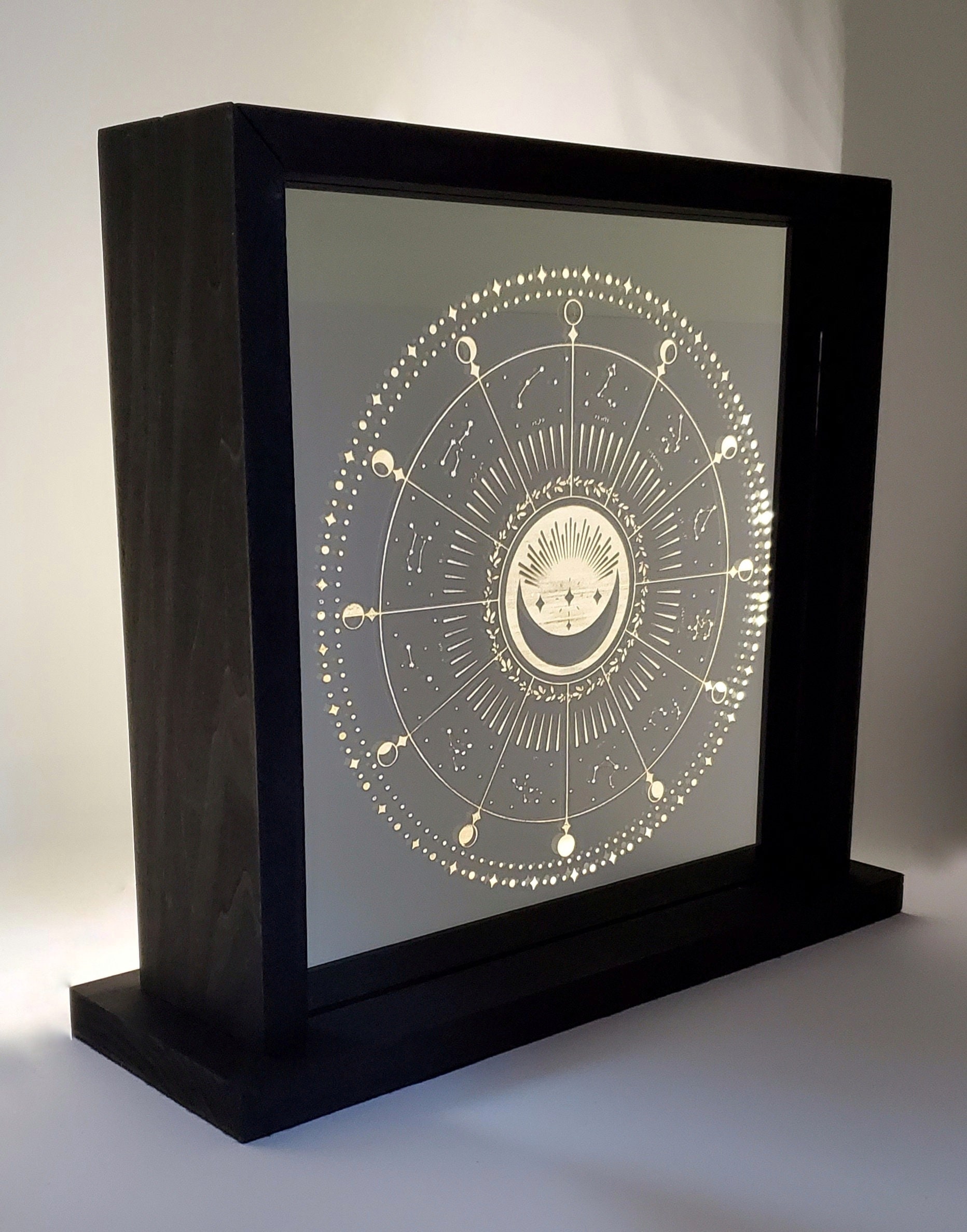 Laser Engraved Mirrored Light Box Night Light Home Décor Etsy