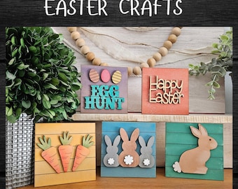 Easter Craft Blanks Set of 5 - Paint Your Own shelf sitters! Laser Cut Wood Craft Kit, DIY Spring Decor, Unfinished Paint Kit, Easter Blanks