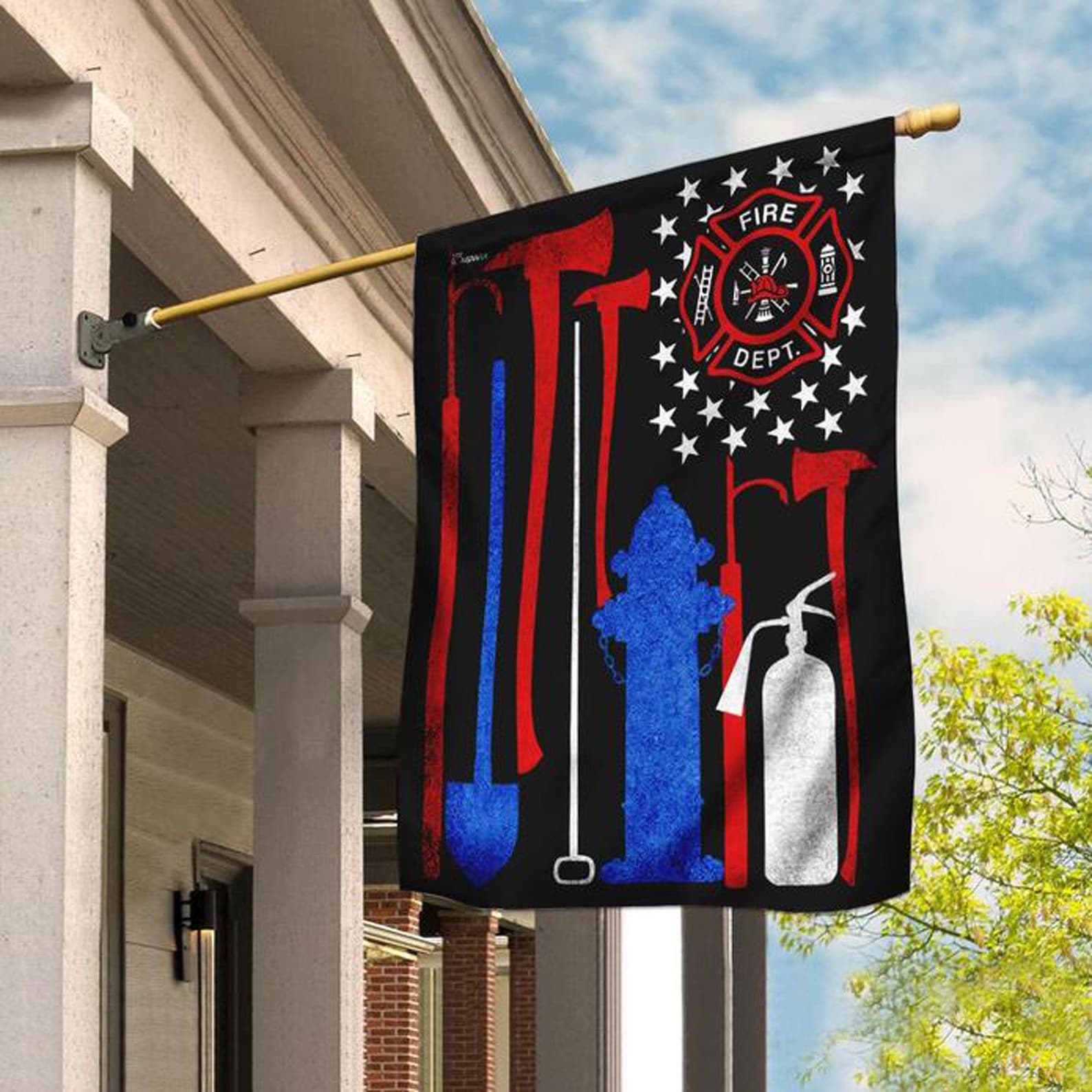 Firefighter Flag Garden Flag Double Sided House Flag Etsy