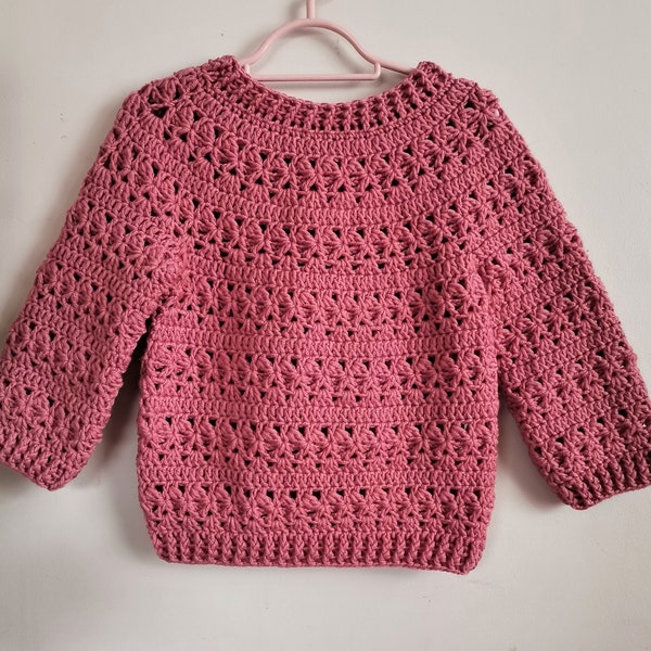 Crochet pattern Amelia Sweater, Girls sweater pattern, Crochet patterns,  Sizes 1 years up to 7 years