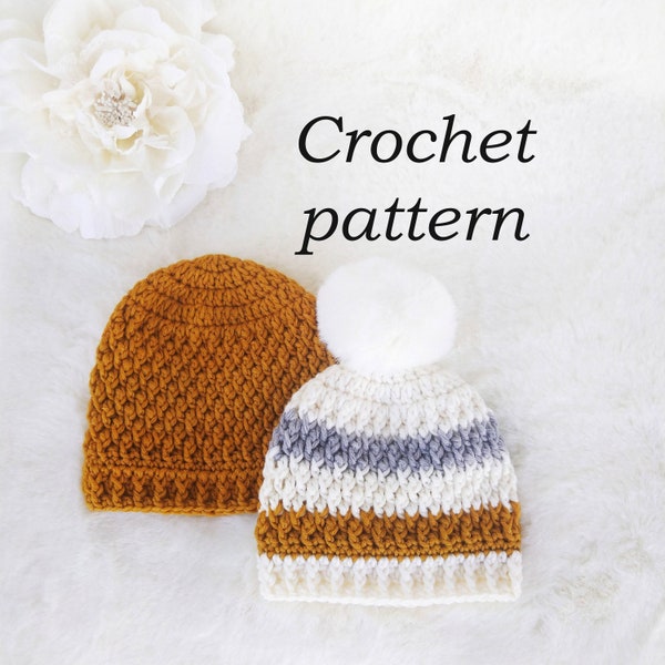 Crochet Pattern Baby Hat, Baby beanie crochet pattern, toddler hat pattern, New baby outfit