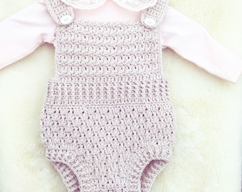 Crochet Romper Pattern – Erin Design, Newborn to 18 Months (PDF Pattern)