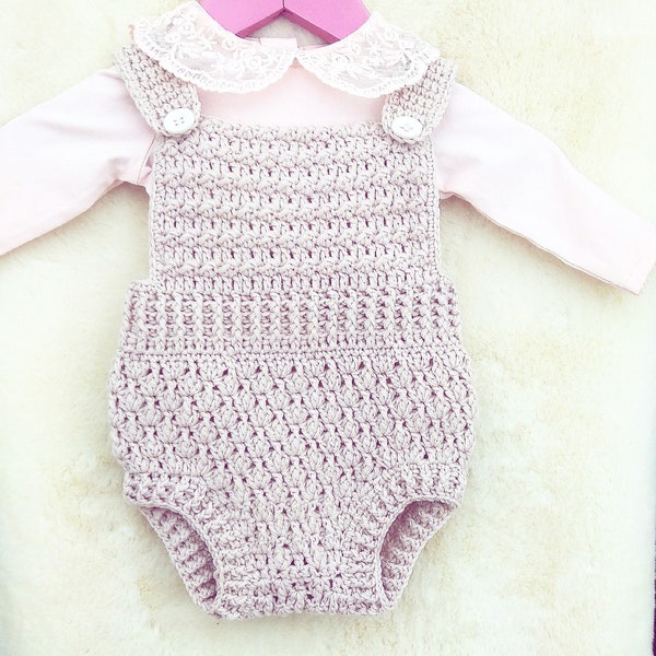 Crochet pattern "Erin Romper"   -  Crochet romper pattern, Crochet bloomers pattern, size Newborn up to 18 months