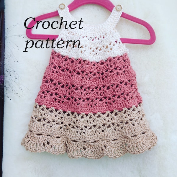 Crochet pattern "Emery dress" - Crochet baby dress - Cotton baby dress- Toddler dress