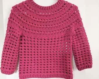 Crochet pattern - "Celia Sweater" -  Girl sweater pattern (sizes 1 year up to 7 years)