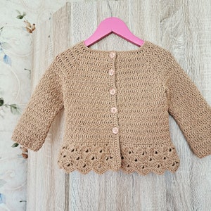 Crochet Pattern Cardigan - Heather Cardigan,  Girls cardigan pattern, Crochet patterns, Sweater,  Size 1 months up to 4 years